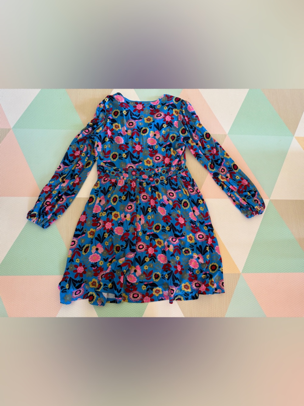 Boden Moroccan Blue Flora Bloom Jersey Mini Tea Dress Size 8 - Picture 10 of 10